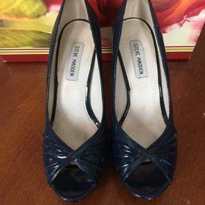 Steve Madden Blue Patent Leather Peep Toe Pumps